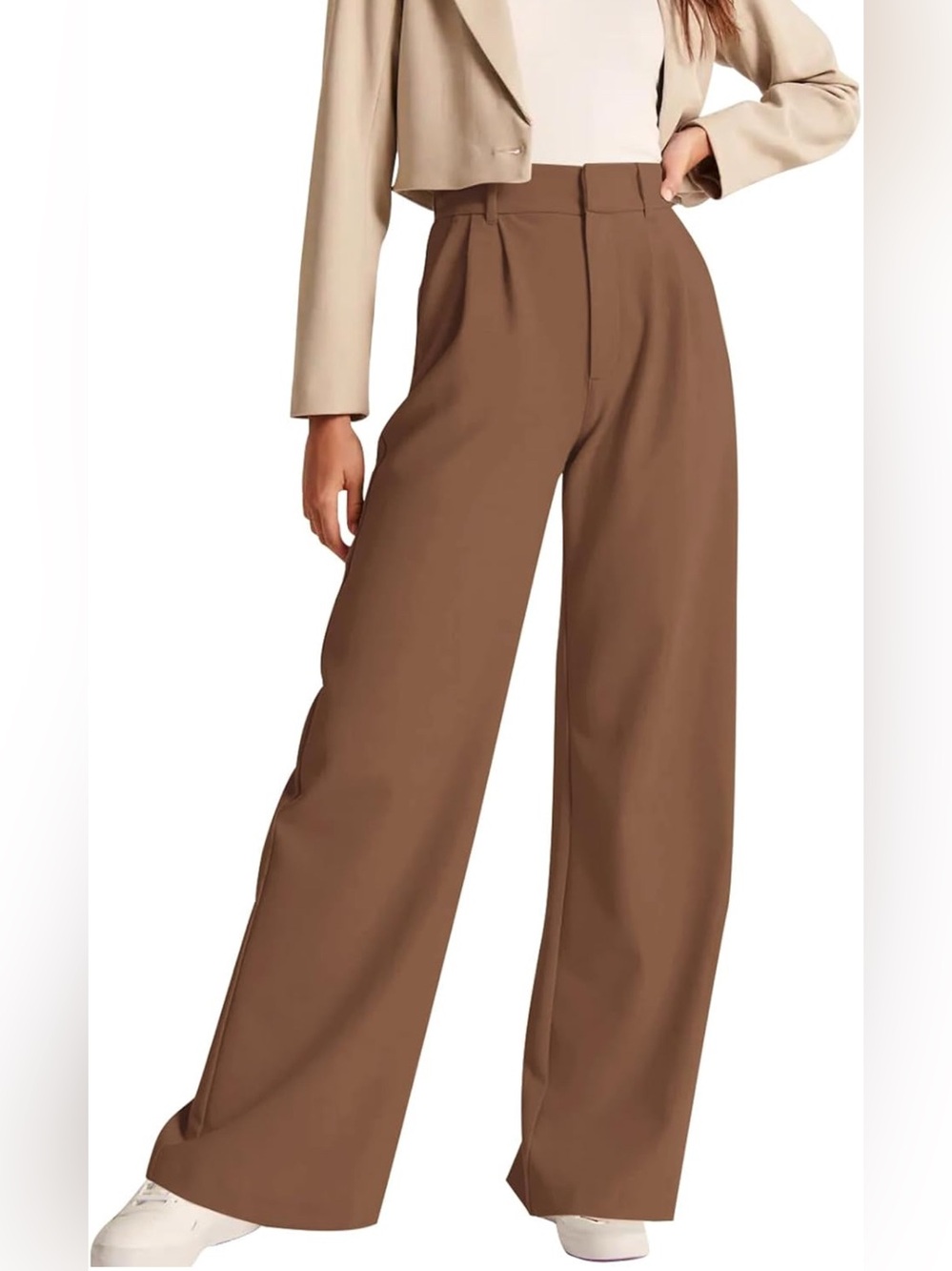 Pleated High-Rise Office-Style Dress Pants